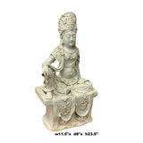 Vintage Chinese Tong Style Off White Porcelain Kwan Yin Tara Bodhisattva Statue ws1390S