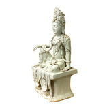 Vintage Chinese Tong Style Off White Porcelain Kwan Yin Tara Bodhisattva Statue ws1390S