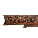 Chinese Bamboo Carved Curved Boat Shape 18 Lohons Display Art ws1391S