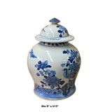 Chinese Blue White Porcelain Flower Birds Graphic Temple Jar ws1393S