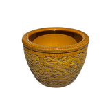 Chinese Ceramic Dragons Relief Motif Yellow Brown Color Pot Planter ws1396S