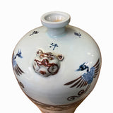Chinese Red Blue White Porcelain Hand painted Phoenix Vase ws1399S