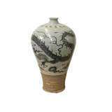 Chinese Crackle Gray Ceramic Hand-painted Dragon Vase ws1404S