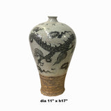 Chinese Crackle Gray Ceramic Hand-painted Dragon Vase ws1404S