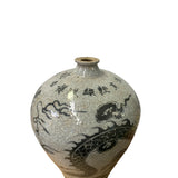 Chinese Crackle Gray Ceramic Hand-painted Dragon Vase ws1404S
