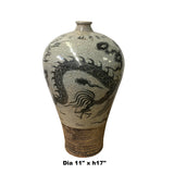 Chinese Crackle Gray Ceramic Hand-painted Dragon Vase ws1406S