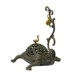 Chinese Brown Metal Turtle Fengshui Incense Holder Figure ws1413S