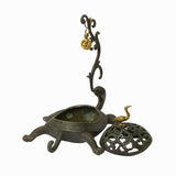Chinese Brown Metal Turtle Fengshui Incense Holder Figure ws1413S
