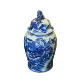 Chinese Large Blue & White Scenery Porcelain General Temple Jar ws1438S