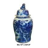 Chinese Large Blue & White Scenery Porcelain General Temple Jar ws1438S