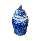 Chinese Large Blue & White Scenery Porcelain General Temple Jar ws1438S