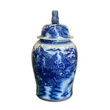 Chinese Large Blue & White Scenery Porcelain General Temple Jar ws1438S