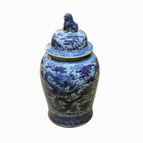 Chinese Large Blue & White Dragons Porcelain General Temple Jar ws1439S