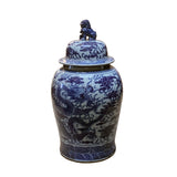 Chinese Large Blue & White Dragons Porcelain General Temple Jar ws1439S