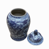 Chinese Large Blue & White Dragons Porcelain General Temple Jar ws1439S