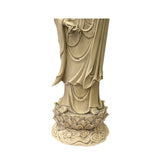 Oriental Vintage Finish Off White Ivory Color Porcelain Kwan Yin Statue ws1440S