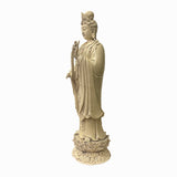 Oriental Vintage Finish Off White Ivory Color Porcelain Kwan Yin Statue ws1440S