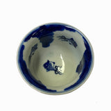 Chinese Handmade Porcelain Brown Blue White Fishes Graphic Cup ws1443S