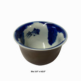 Chinese Handmade Porcelain Brown Blue White Fishes Graphic Cup ws1443S