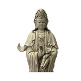 Oriental Vintage Finish Off White Ivory Color Porcelain Kwan Yin Statue ws1444S