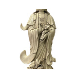 Oriental Vintage Finish Off White Ivory Color Porcelain Kwan Yin Statue ws1444S
