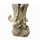Oriental Vintage Finish Off White Ivory Color Porcelain Kwan Yin Statue ws1444S