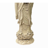Oriental Vintage Finish Off White Ivory Color Porcelain Buddha Statue ws1445S