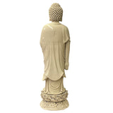 Oriental Vintage Finish Off White Ivory Color Porcelain Buddha Statue ws1445S