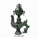 Chinese Green Black Ancient Phoenix Bird Incense Holder Display Vessel ws1446S