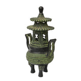 Small Chinese Green Black Ancient Pagoda Tower Incense Holder Display ws1448BS
