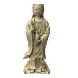 Oriental Vintage Finish Off White Ivory Color Porcelain Kwan Yin Statue ws1454S
