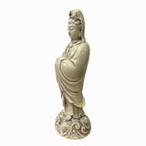 Small Vintage Finish Off White Ivory Color Porcelain Kwan Yin Statue ws1456S
