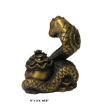 Chinese Oriental Bronze Color Metal Fengshui Snake Ingot Figure ws1461S