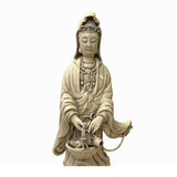 Small Vintage Finish Off White Ivory Color Porcelain Kwan Yin Statue ws1466S