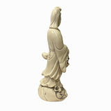 Small Vintage Finish Off White Ivory Color Porcelain Kwan Yin Statue ws1466S