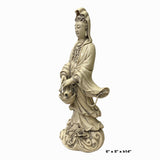 Small Vintage Finish Off White Ivory Color Porcelain Kwan Yin Statue ws1466S
