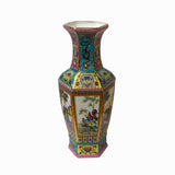 Chinese Turquoise Rich Multi-Color Print Graphic Porcelain Vase ws1478S