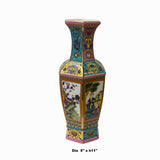 Chinese Turquoise Rich Multi-Color Print Graphic Porcelain Vase ws1478S