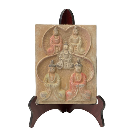 plaque - buddhas - clay tiles