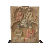 Chinese Oriental Handmade Clay Buddhas Theme Plaque Display ws1479S