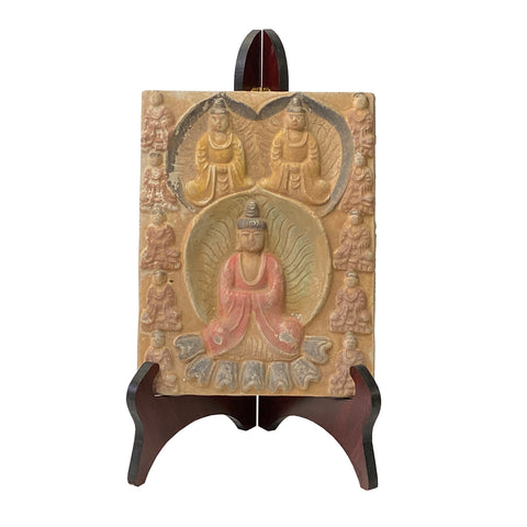 plaque - buddhas - clay tiles