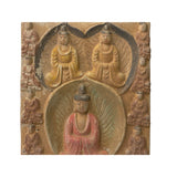 Chinese Oriental Handmade Clay Buddhas Theme Plaque Display ws1483S