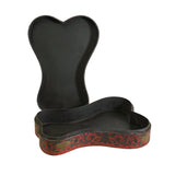 Chinese Distressed Red Lacquer Ribbon Shape Treasure Box ws149S
