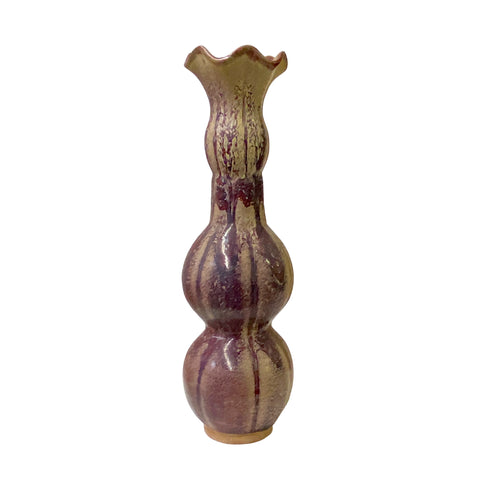 pottery vase - plum purple vase - asian art vase