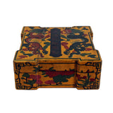 Chinese Distressed Yellow Lacquer Chinoiserie Color Square Painting Box ws158S