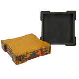 Chinese Distressed Yellow Lacquer Chinoiserie Color Square Painting Box ws158S