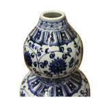 Chinese Blue White Porcelain Gourd Shape Flower Graphic Vase ws186S