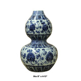 Chinese Blue White Porcelain Gourd Shape Flower Graphic Vase ws186S