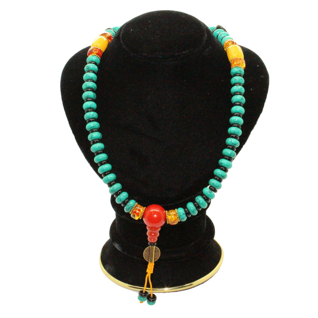 Turquoise, Amber Color Resin Beads Rosary Praying Necklace ws223S Turquoise, Amber Color Resin Beads Rosary Praying Necklace ws223S