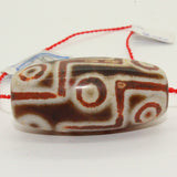 Chinese Handmade Agate Stone Pattern Oval Long Dzi Bead Pendant ws230S